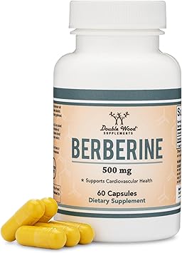 Double Wood Berberine 500mg capsules for blood sugar and cardiovascular support
