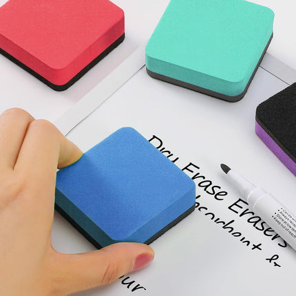 24 Pack Magnetic Mini Dry Erase Cube Erasers, 6 Color, 2 x 2 Inch