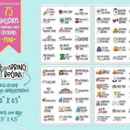 Holiday Planner Stickers for Planners and Journaling, 4 Sheets