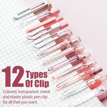Rose Series Gel Pens Set of 12 with Black and Pink Ink