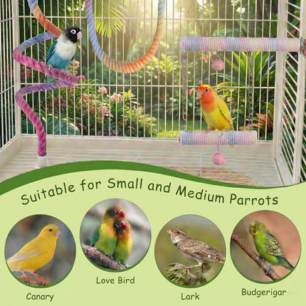3-Piece Bendable Bird Rope Perch Set for Cages
