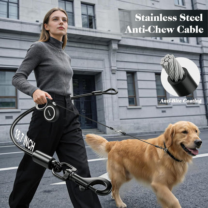 Retractable Dog Leash with Stainless Steel Anti-Chew Cable