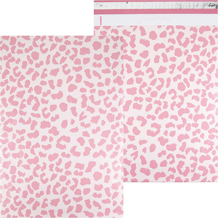 Large Poly Mailers 14.5 x 19 - 50 Pack - Rose Gold Cheetah Design