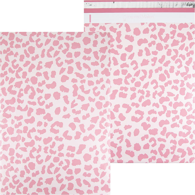 Large Poly Mailers 14.5 x 19 - 50 Pack - Rose Gold Cheetah Design