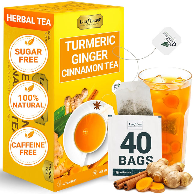Turmeric Ginger Cinnamon Herbal Tea Bags, 40 Count