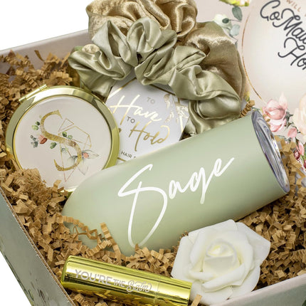 Personalized Bridesmaid Proposal Gift Set in Sage