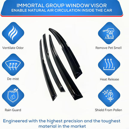Out-Channel Window Visors Rain Guards, 4-Piece Set for 2007-2011 Vehicle Fitment