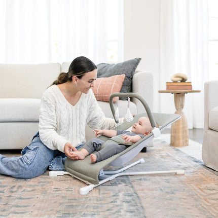 Highland Baby Bouncer | Infant 0-6 Months | 3-Position Recline | Sage Tweed