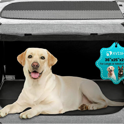 Light Grey 36 x 25 x 25 Inch Portable Foldable Dog Crate