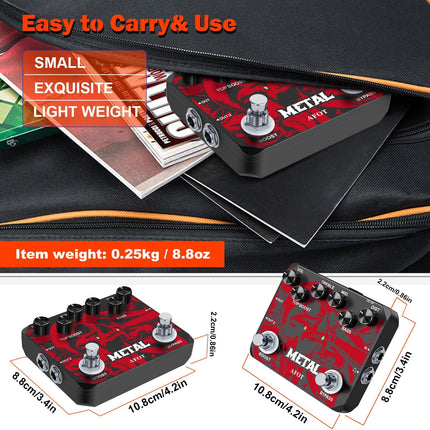 Heavy Metal Distortion Guitar Pedal with True Bypass