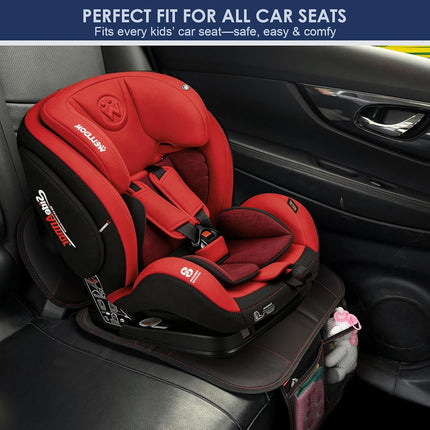 Car Seat Protector for Kids, Anti-Slip Thick Padding, 2 Storage Pockets, Universal Fit, Black 2 Pack
