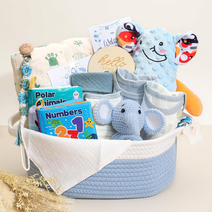 LittleNest NidoPequeño Baby Boy Gifts Basket,Newborn Baby Gifts for Boys with Blanket Onesies — Baby & Toddler