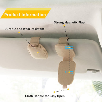DriveForge ForjaRuta Yuoyar Sunglass Holder for Car, Magnetic Leather Sunglasses Holder and — Auto & Moto