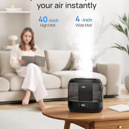 Smart Top-Fill 4L Cool Mist Humidifier for Bedroom and Large Room, Black