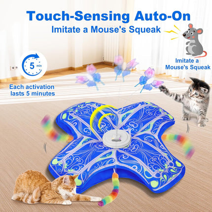 Interactive Rechargeable Touch-Activated Cat Toy for Indoor Cats - Blue