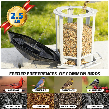 2-Pack Solar Hanging Bird Feeders for Outdoors