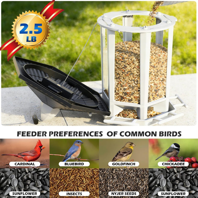 2-Pack Solar Hanging Bird Feeders for Outdoors