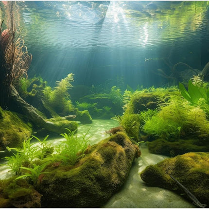 Ocean Floor Aquarium Background, Durable Vinyl 48x24 in