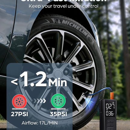 Portable Tire Inflator Air Compressor with 5200mAh Battery