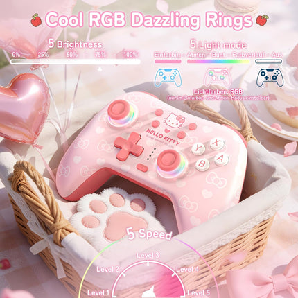 Pink Hall Effect Wireless Gamepad with RGB