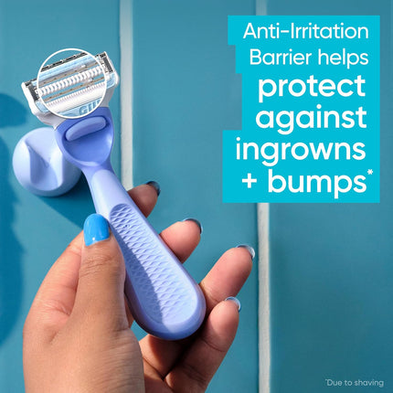 Intimate Grooming Women's Razor for Pubic Hair and Skin, Handle + 3 Refills