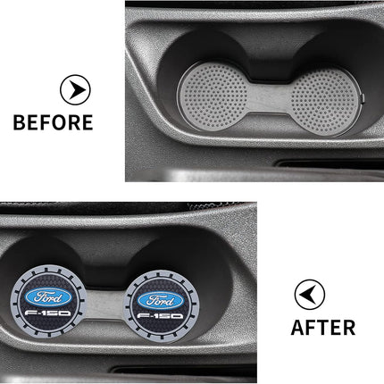 Black Silicone Car Cup Coasters, 2-Pack Universal Non-Slip Cup Holder Inserts