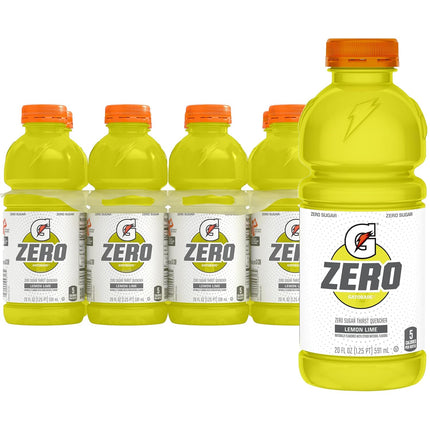 Zero Sugar Lemon-Lime Thirst Quencher Sports Drinks, 20 oz Bottles, Pack of 8
