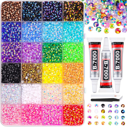 34,000-Piece Multicolor Resin Jelly Rhinestones with Jewelry Glue