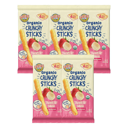 Organic Strawberry Banana Dissolvable Teething Snacks for Babies 6 Months and Older, .56 oz Pack of 5