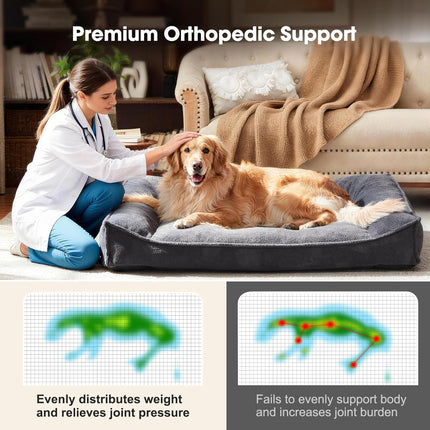 XL Orthopedic Dog Sofa Bed with Washable Cover, Grey 42-Inch