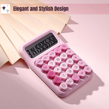 Pink 12-Digit Mechanical Switch Basic Calculator