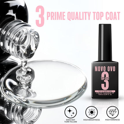 UV Nail Glue and Builder Gel 2-in-1 No Wipe Top Coat Kit