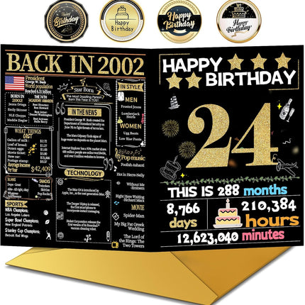 24th Birthday Card with Envelope - Back in 2002