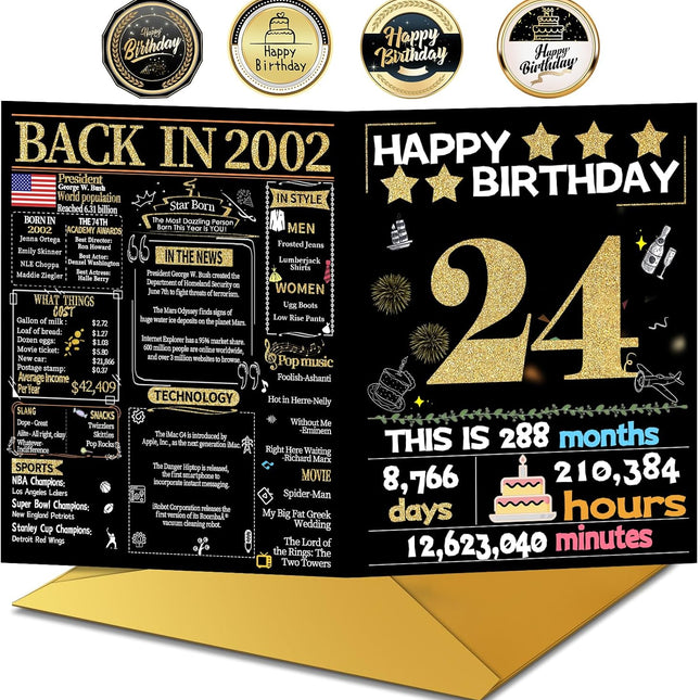 24th Birthday Card with Envelope - Back in 2002