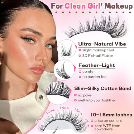 Wispy Lash Clusters Kit, 300-Piece C Curl DIY Extensions, 10-16mm