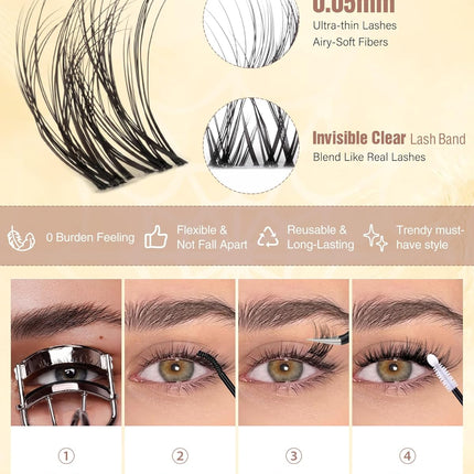 Spider Wispy DIY Eyelash Clusters, D Curl, 8-16mm