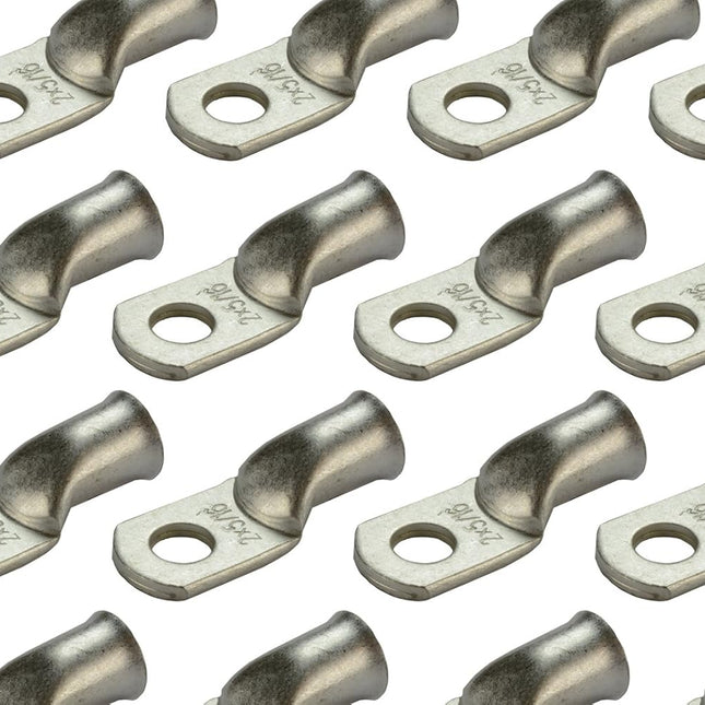 25 Pack Tinned Copper Welding Battery Cable Ends, 2 AWG with 5/16 in. Hole