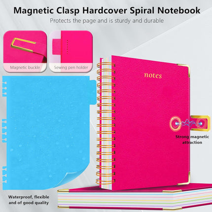 Hardcover Spiral Notebook College Ruled, 8 x 10 Rose Red