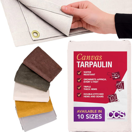Waterproof Canvas Tarp Cover – Heavy Duty Waxed Duck Cloth, White 5x7 Ft