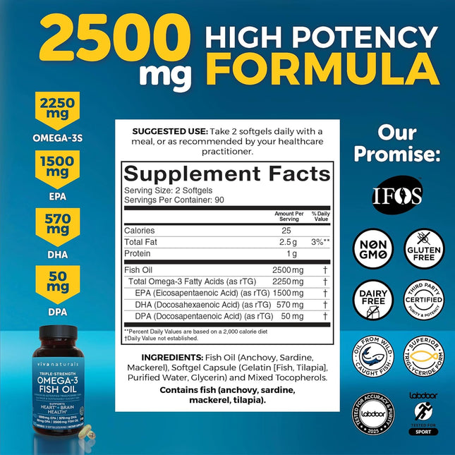 Triple Strength Omega-3 Fish Oil 2500mg – EPA & DH - image 2
