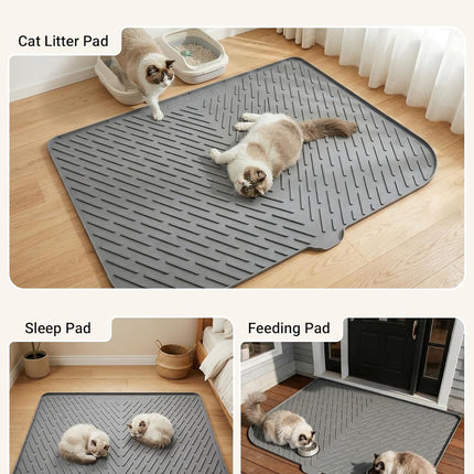 47" x 37" Extra Large Grey Silicone Cat Litter Box Mat