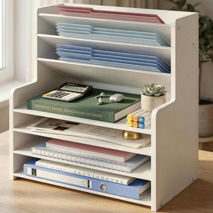 HomeChef ChefDelHogar 7 Tier White Desk Organizer for Office Organization — Kitchen & Home