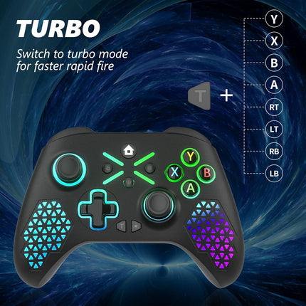 RGB Wireless Game Controller with 2.4GHz Adapter