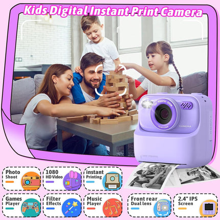 Kids Instant Digital Camera with 1080P HD Dual Lens