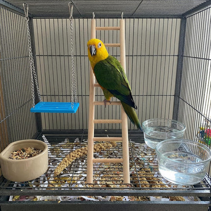 2 Pack Wooden Bird Cage Ladders, 6 Step and 8 Step