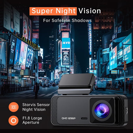 1296P WiFi Front Dash Cam with Night Vision and Parking Mode