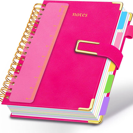 Hardcover Spiral Notebook College Ruled, 8 x 10 Rose Red