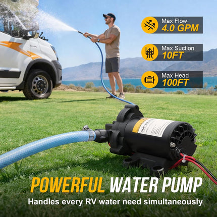 DriveForge ForjaRuta 12V RV Water Pump, 4.0 GPM 45 PSI Diaphragm Pump, 12Volt Quiet Fresh Water — Auto & Moto