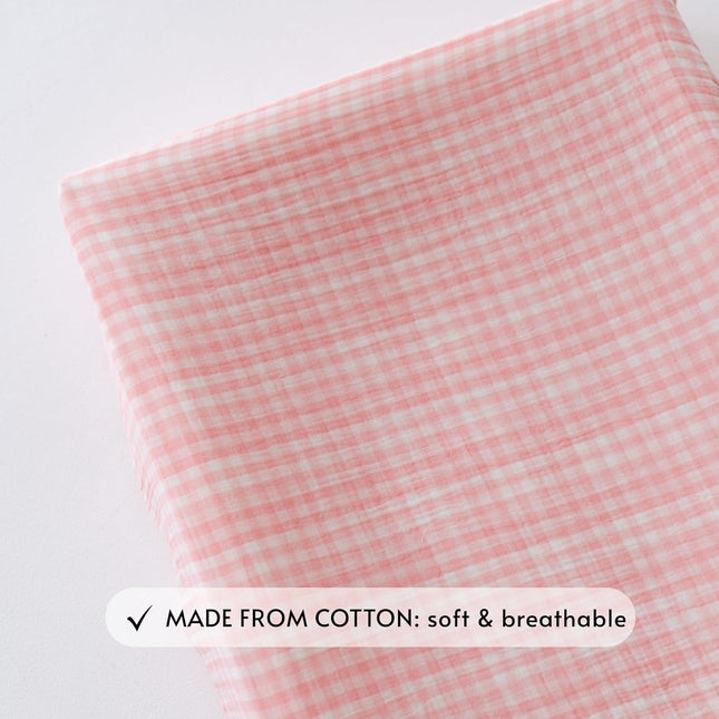 Pink Gingham Muslin Cotton Diaper Changing Pad Cover, 16 x 32 in
