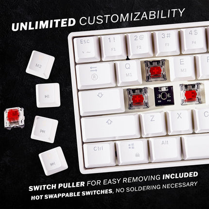 GK61 61-Key Wired RGB Mechanical Gaming Keyboard, White